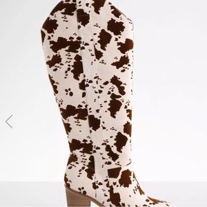 Lorayne Cow Print Tall Boot size 10 W